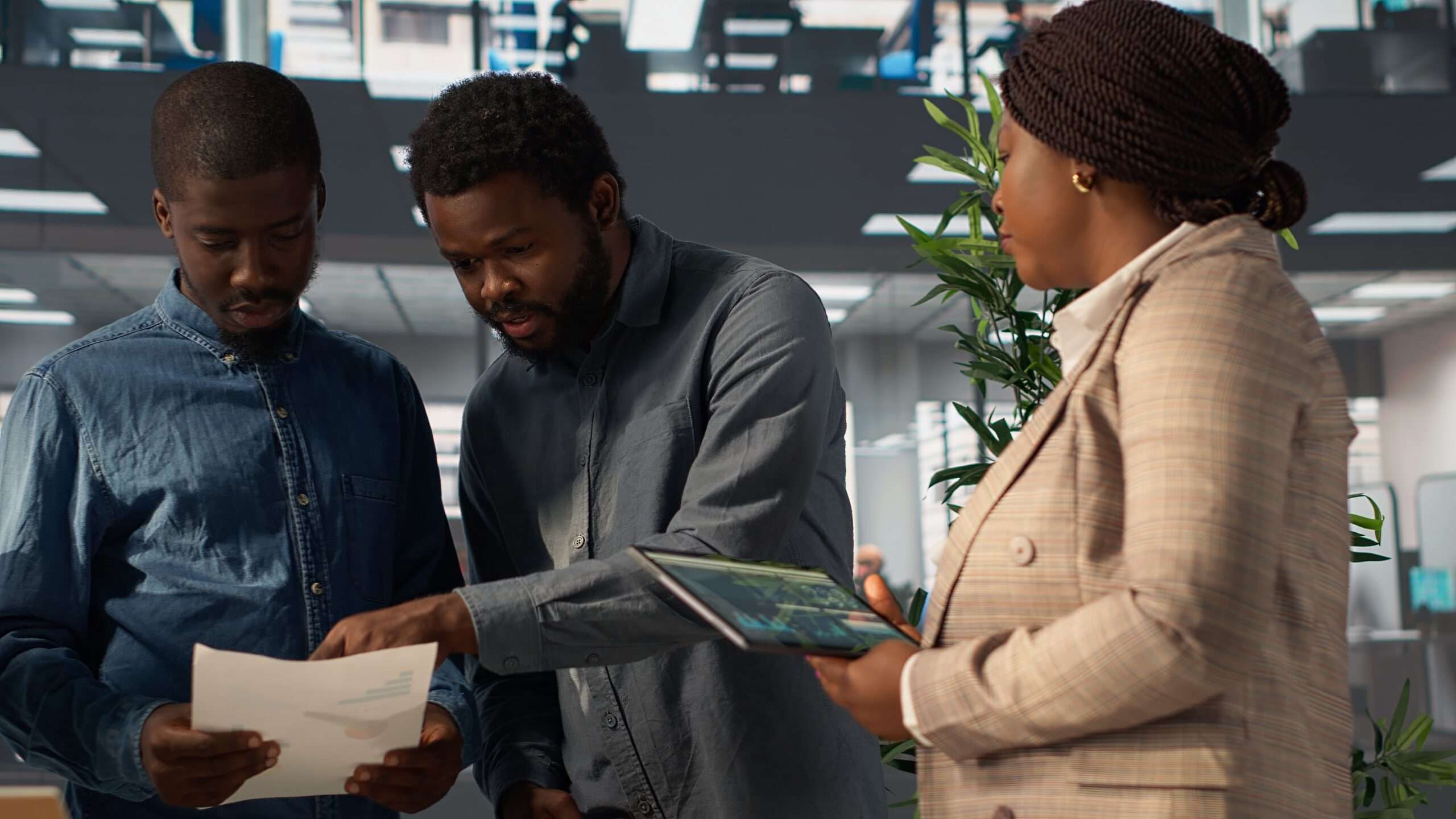 Team of professionals in a modern office setting
